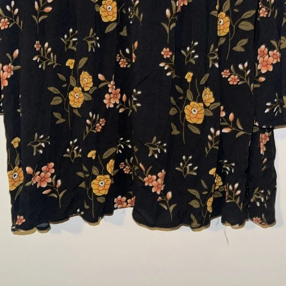 ALTAR’D STATE YELLOW FLORAL BLACK DRESS 🌼 Long Flare Sleeves and Empire Waist - Picture 8 of 10
